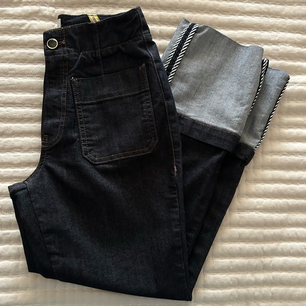 Maeve Dark Indigo Cropped Cuffed Jeans - Picture 11 of 12